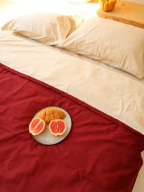 Комплект постельного белья с ткани Сатин цвет Бежевый и бордовый BedclozZzes модель 13773 Фото