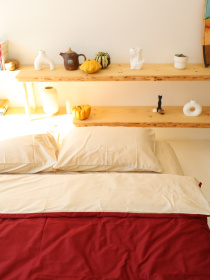 Комплект постельного белья с ткани Сатин цвет Бежевый и бордовый BedclozZzes модель 13773 Фото