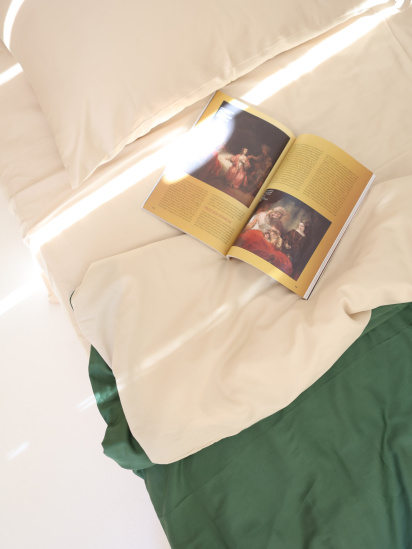 BedclozZzes ­Комплект постільної білизни з тканини Сатин колір Бежевий і смарагдовий модель 13780 — фото 3 - INTERTOP