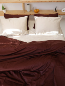 Комплект постільної білизни з тканини Сатин колір Бежевий і шоколадний BedclozZzes модель 13787 Фото