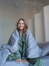 Комплект постельного белья с ткани Сатин цвет Серый BedclozZzes модель 15555 Фото