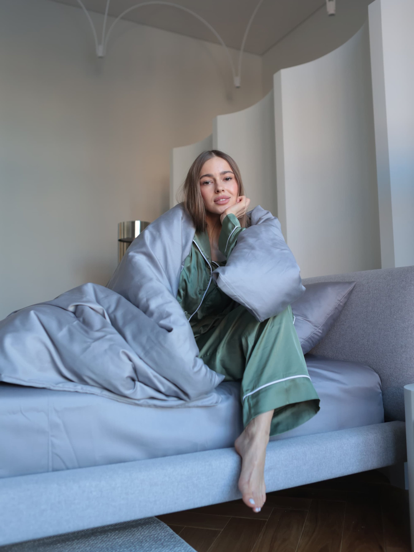 Комплект постельного белья с ткани Сатин цвет Серый BedclozZzes модель 15555 Фото