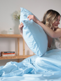 Комплект постельного белья с ткани Сатин цвет Нежно-голубой BedclozZzes модель 18621 Фото