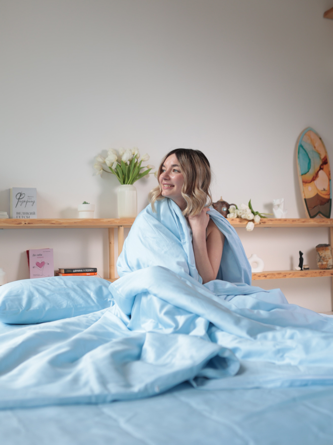 Комплект постільної білизни з тканини Сатин колір Ніжно-блакитний BedclozZzes модель 18621 Комплект постільної білизни з тканини Сатин колір Ніжно-блакитний BedclozZzes модель 18621 Фото