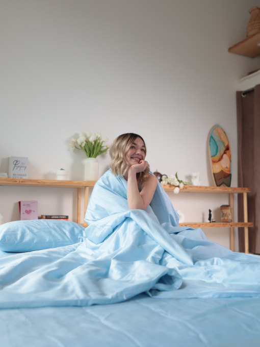 Комплект постільної білизни з тканини Сатин колір Ніжно-блакитний BedclozZzes модель 18621 Фото