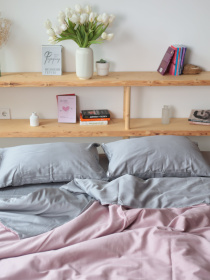 Комплект постільної білизни з тканини Сатин колір Сіро-рожевий BedclozZzes модель 18631 Фото