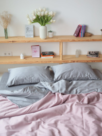 Комплект постільної білизни з тканини Сатин колір Сіро-рожевий BedclozZzes модель 18631 Фото