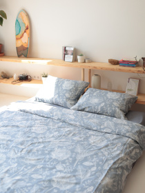 Комплект постельного белья с ткани Сатин цвет Цветочный принт і серый BedclozZzes модель 18641-1 Фото