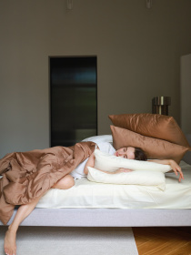 Комплект постельного белья с ткани Сатин цвет Карамельный и молочный BedclozZzes модель 18641-2 Фото