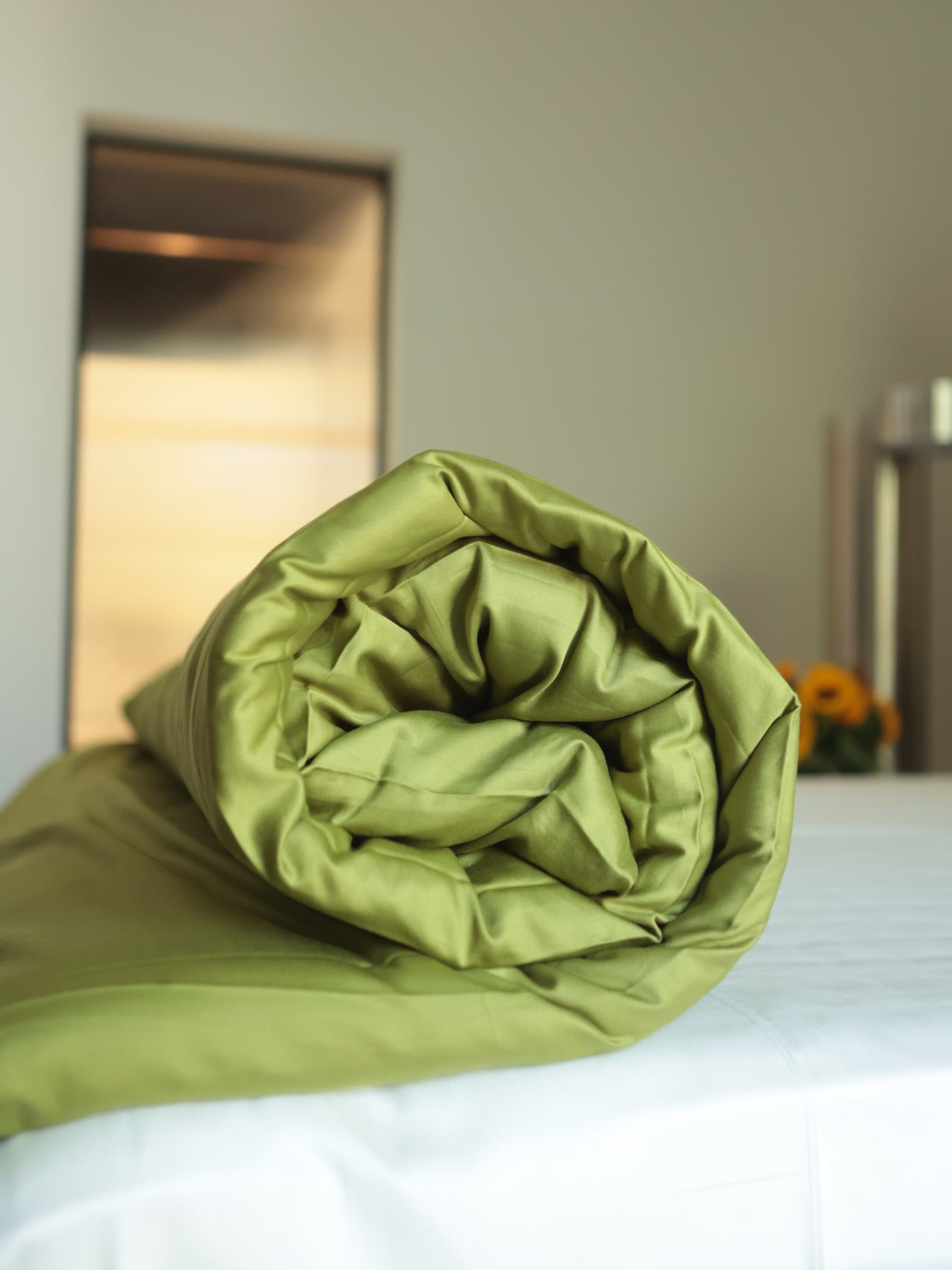 Комплект постільної білизни з тканини Сатин колір Матча і білий BedclozZzes модель 18641-3 Фото