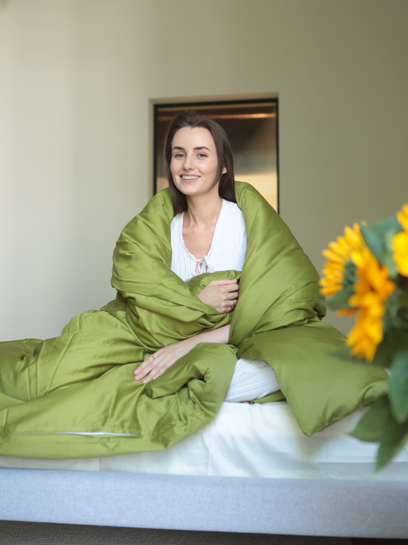 Комплект постельного белья с ткани Сатин цвет Матча і белый BedclozZzes модель 18641-3 Комплект постельного белья с ткани Сатин цвет Матча і белый BedclozZzes модель 18641-3 Фото