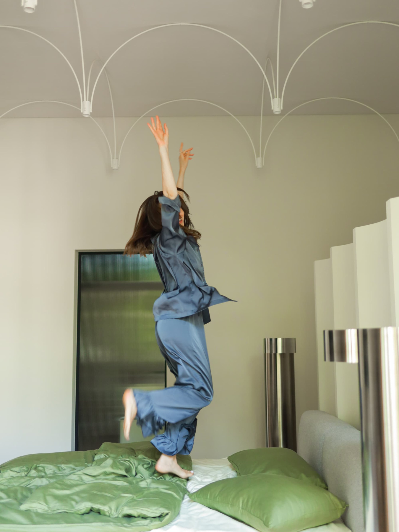 Комплект постельного белья с ткани Сатин цвет Оливковый и молочный BedclozZzes модель 18641-4 Фото