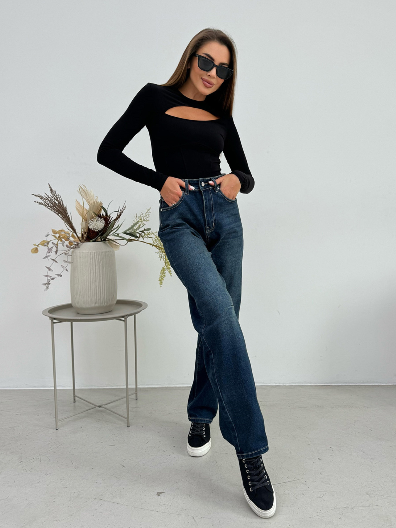 Широкие джинсы ISSA Plus модель WN20-646_темно_синий Фото