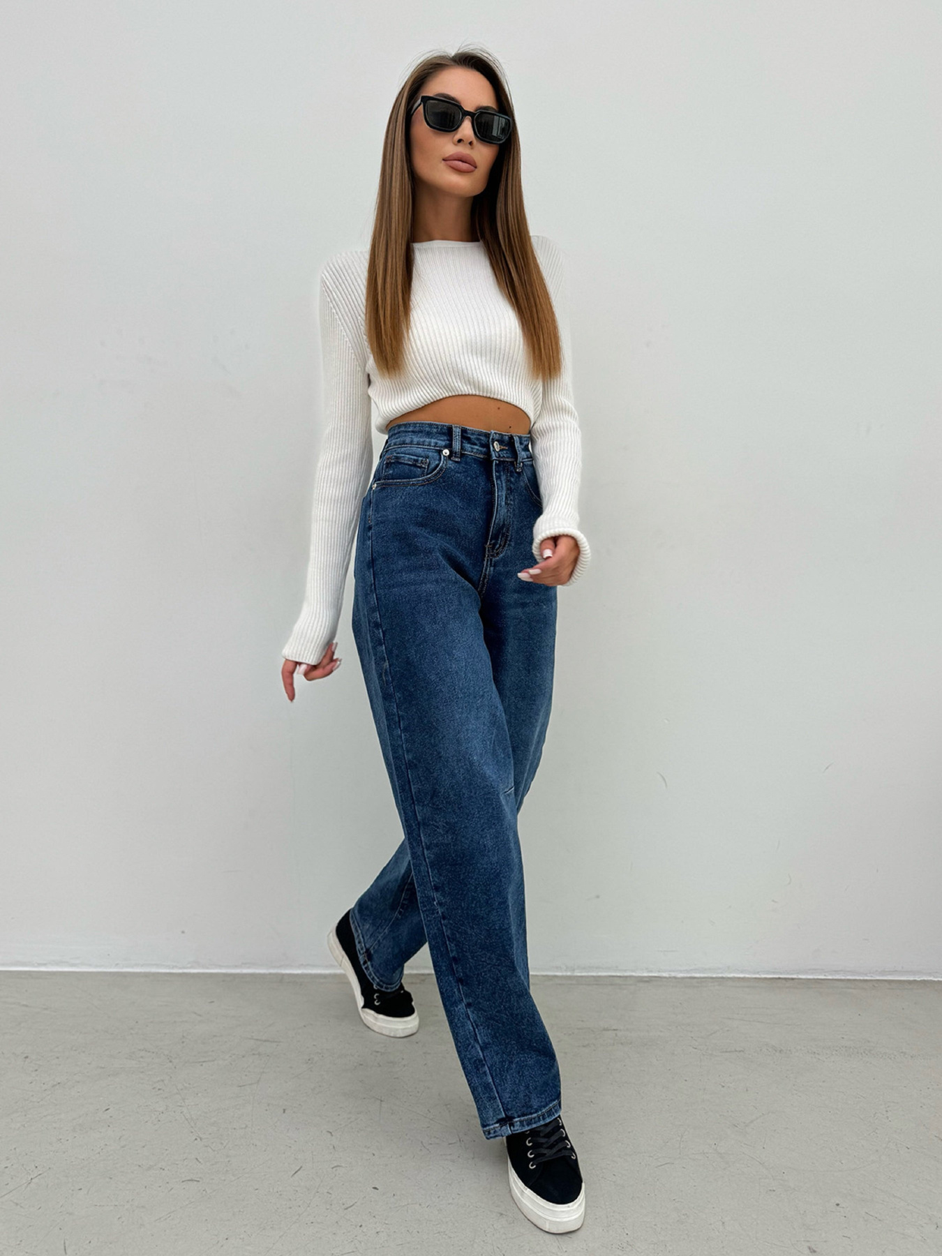 Широкі джинси ISSA Plus модель WN20-647_синий Широкі джинси ISSA Plus модель WN20-647_синий Фото