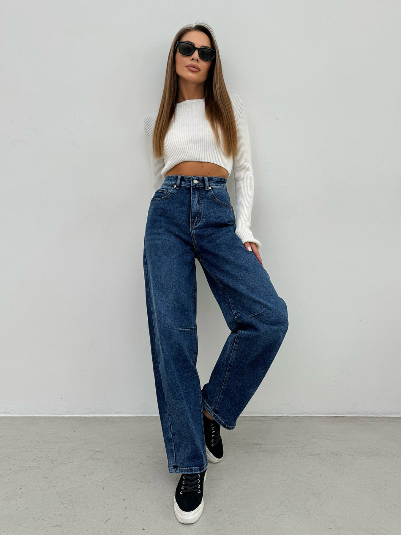 Широкі джинси ISSA Plus модель WN20-647_синий Широкі джинси ISSA Plus модель WN20-647_синий Фото