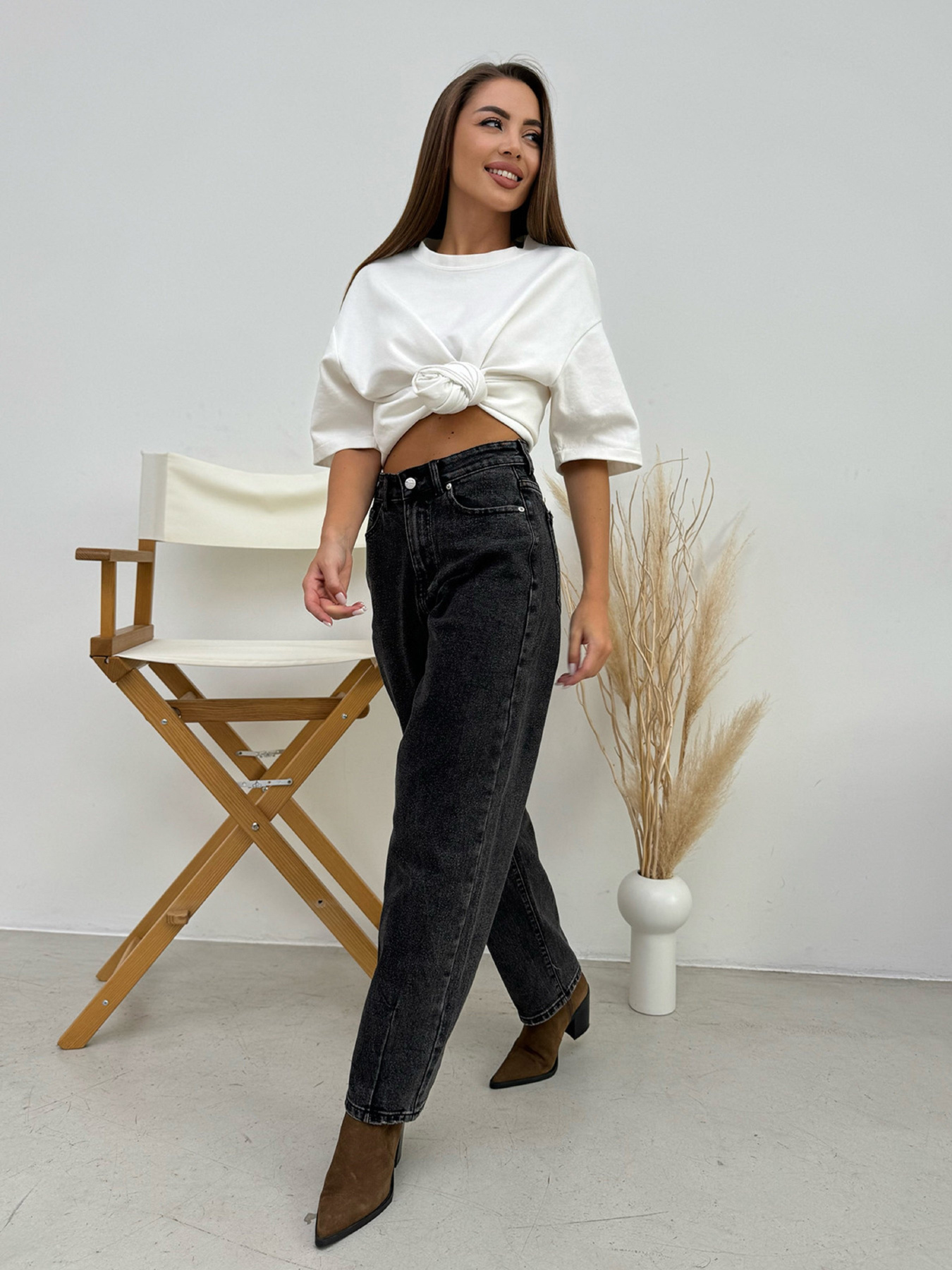 Джинси мом ISSA Plus модель WN20-648_серый Фото