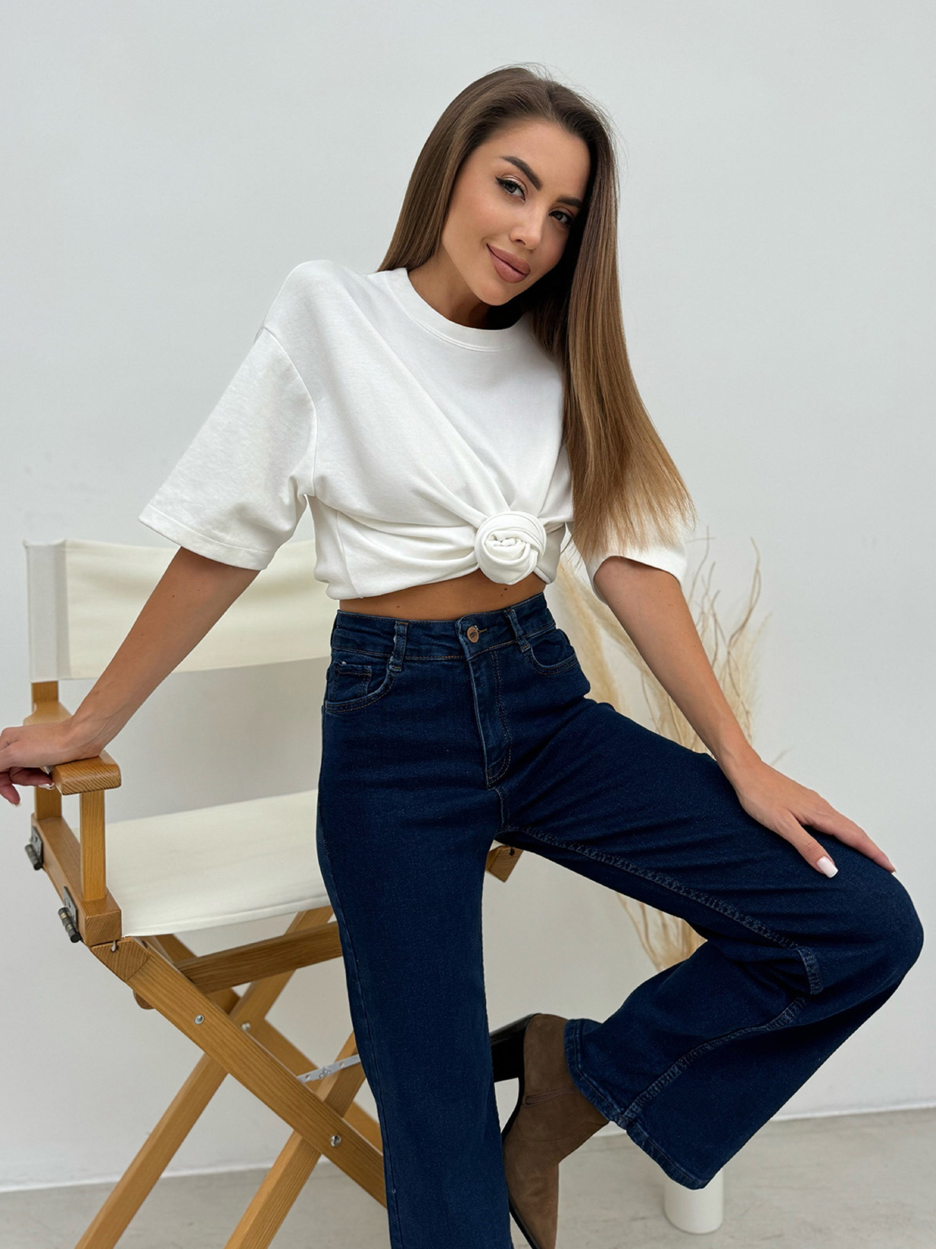 Прямые джинсы ISSA Plus модель WN20-645_синий Фото