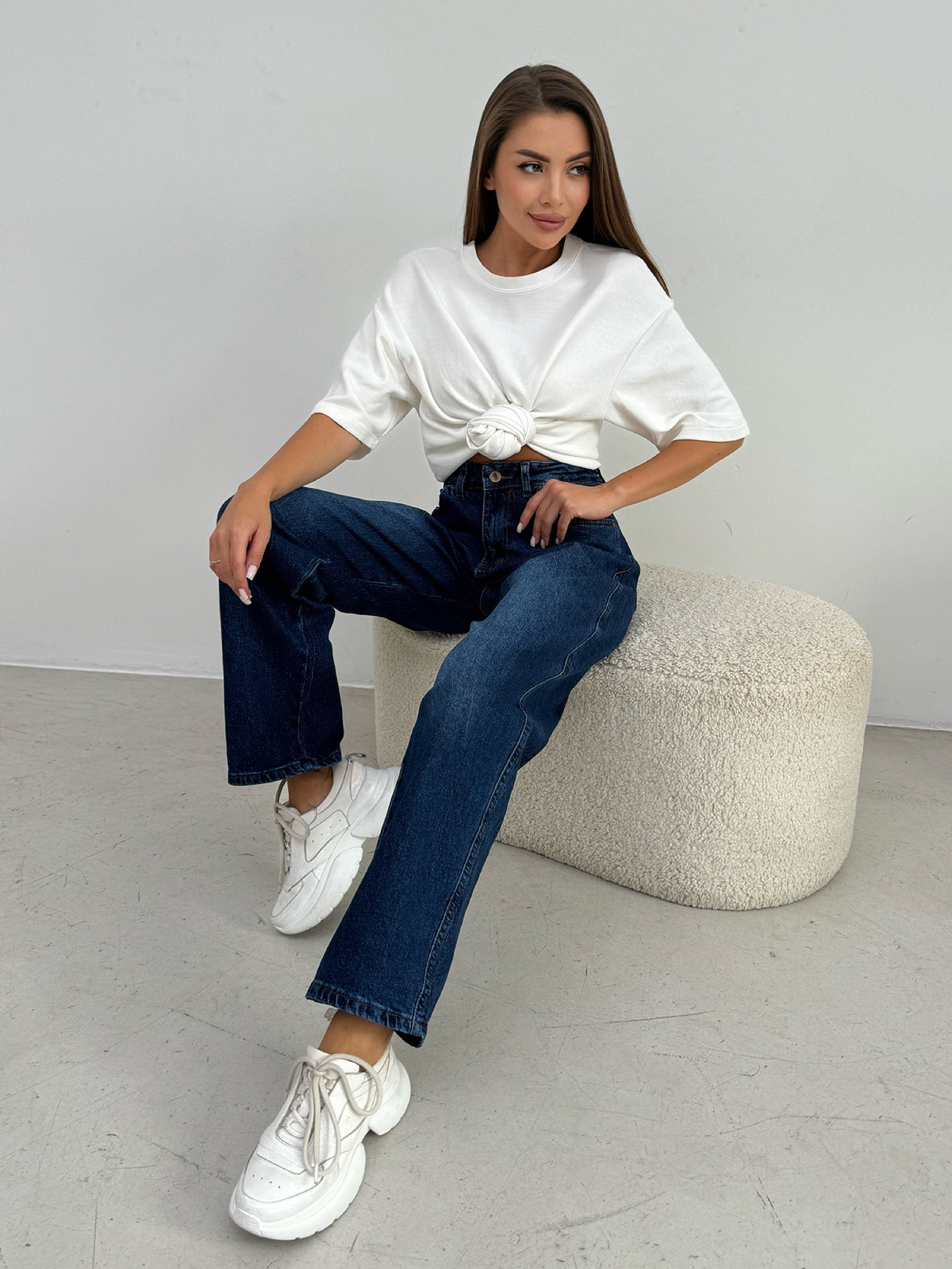 Прямые джинсы ISSA Plus модель WN20-653_синий Фото