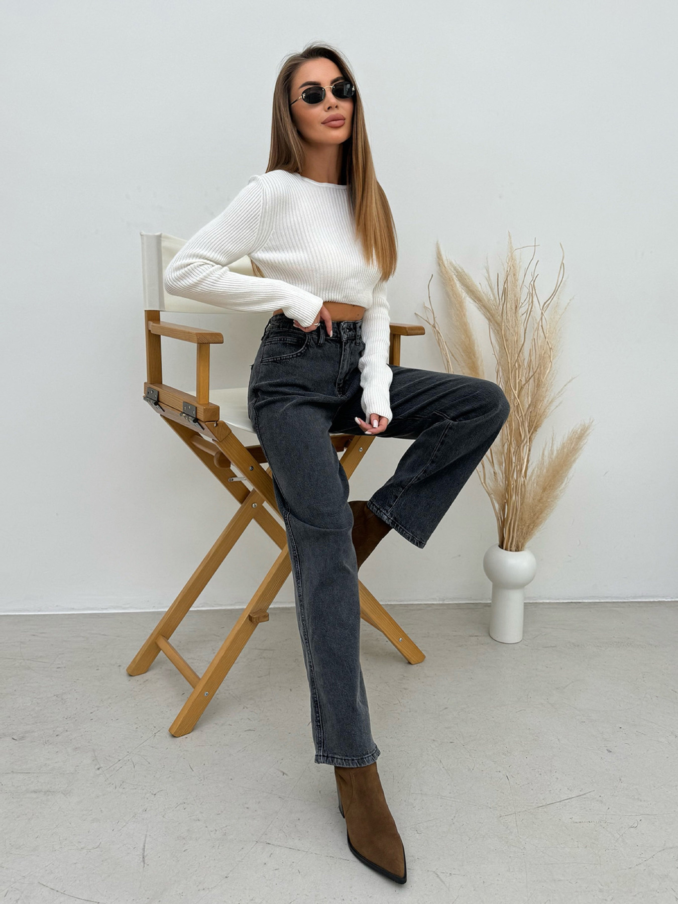 Прямые джинсы ISSA Plus модель WN20-653_серый Фото