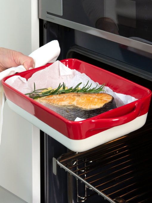 Форма для запекания прямоугольная MBM HOME модель KP-44 WHITE/RED Фото