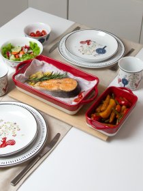 Форма для запікання прямокутна MBM HOME модель KP-44 WHITE/RED Фото