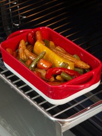 Форма для запікання прямокутна MBM HOME модель KP-44 WHITE/RED Фото