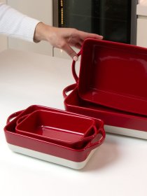 Форма для запікання прямокутна MBM HOME модель KP-44 WHITE/RED Фото