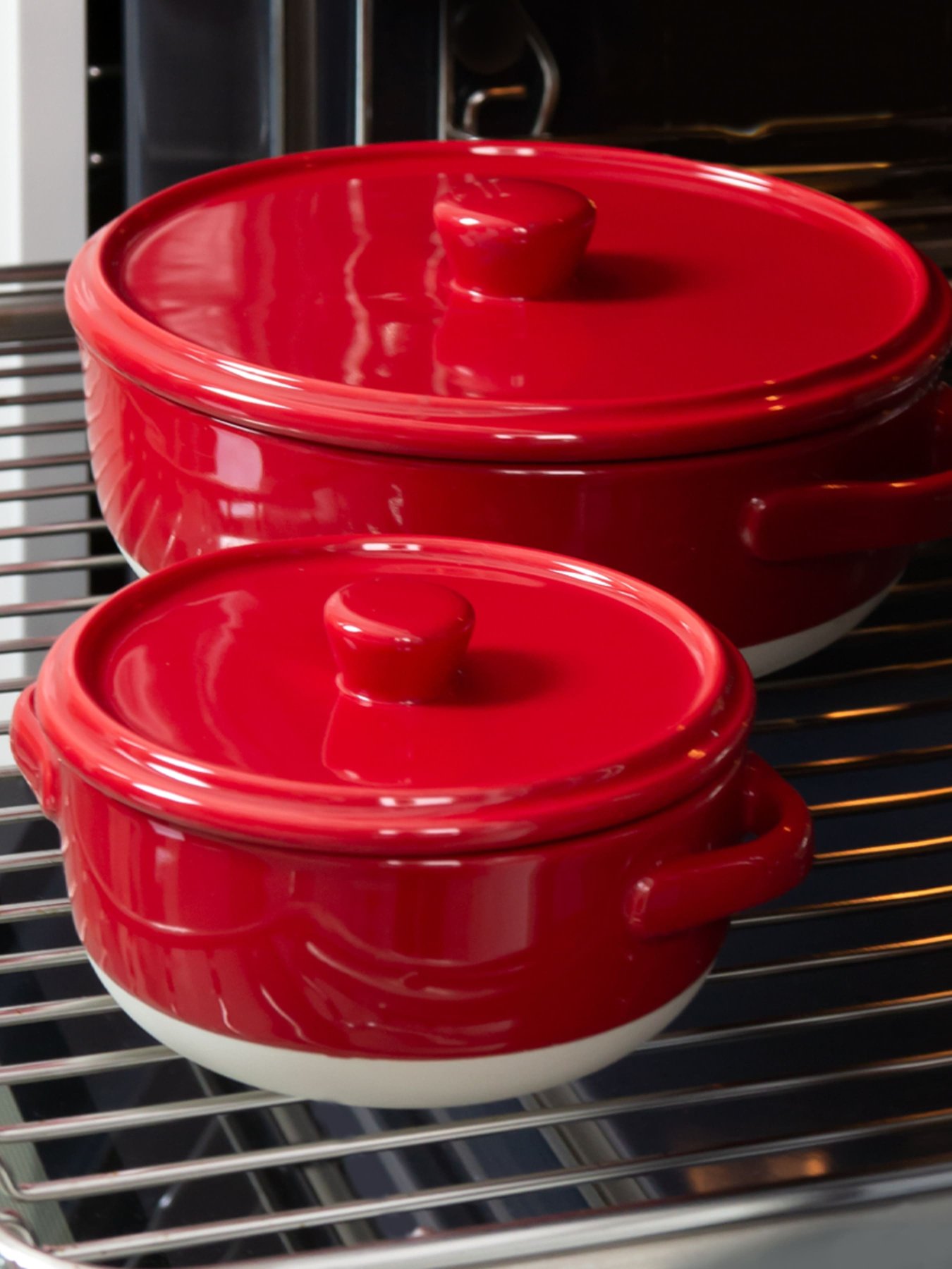 Форма для запекания круглая с крышкой MBM MY HOME модель KP-45 WHITE/RED Фото