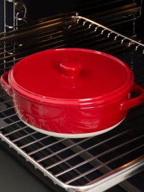 Форма для запекания круглая с крышкой MBM MY HOME модель KP-45 WHITE/RED Фото
