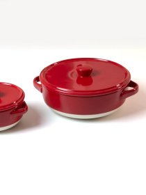 Форма для запекания круглая с крышкой MBM MY HOME модель KP-45 WHITE/RED Фото