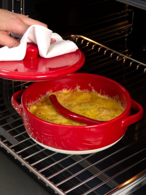 Форма для запекания круглая с крышкой MBM MY HOME модель KP-45 WHITE/RED Фото