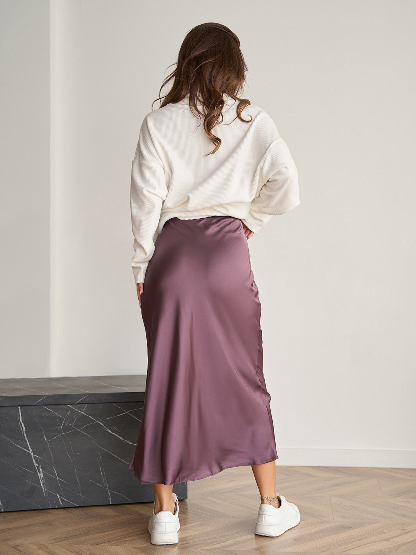 Юбка миди ISSA Plus модель 11931_темно_коричневый Фото