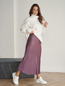 Спідниця міді ISSA Plus модель 11931_темно_коричневый Спідниця міді ISSA Plus модель 11931_темно_коричневый Фото