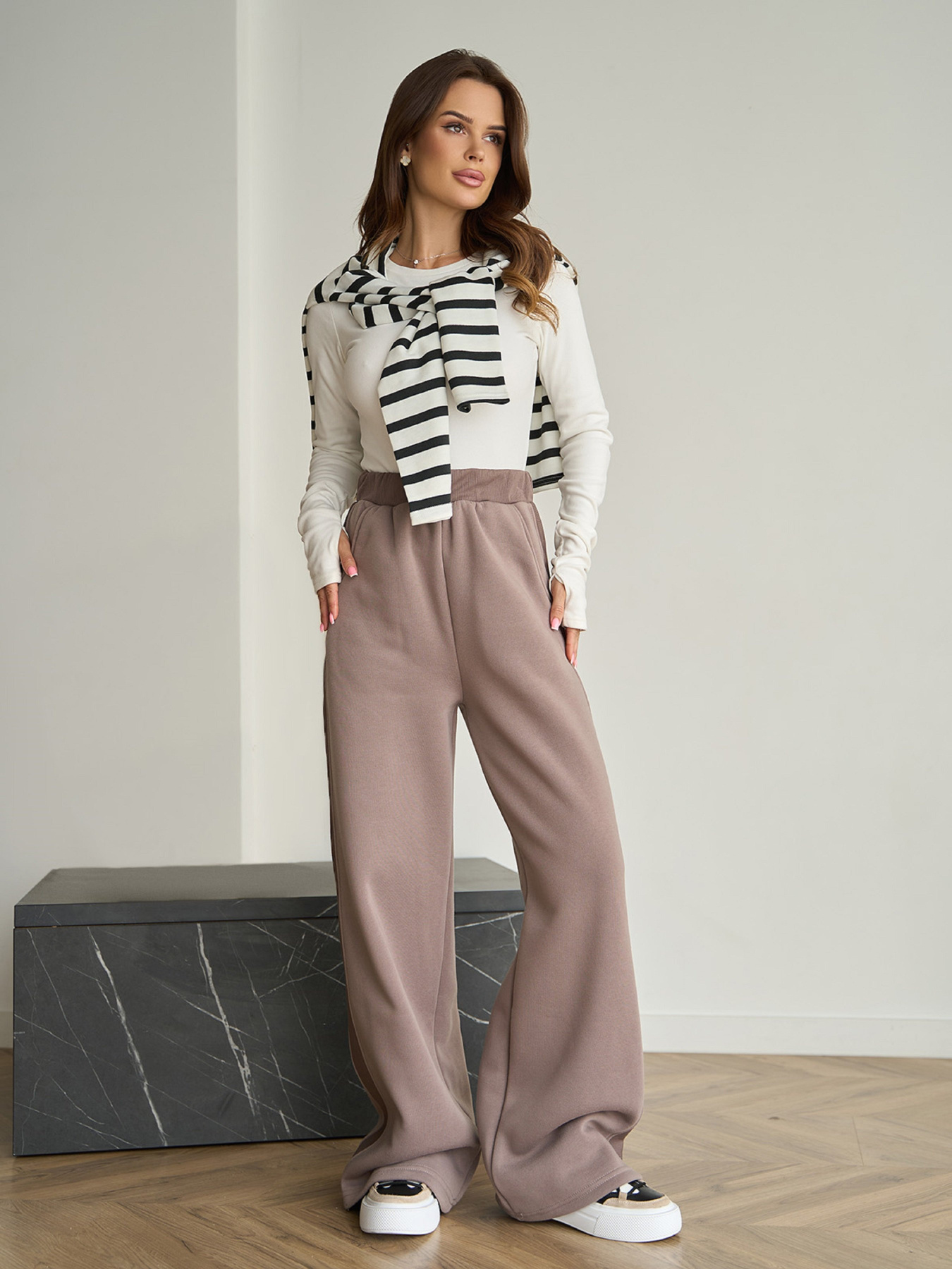 Брюки палаццо ISSA Plus модель 14231_коричневый Фото