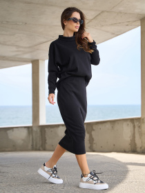 Повседневный костюм ISSA Plus модель 14833_черный Повседневный костюм ISSA Plus модель 14833_черный Фото