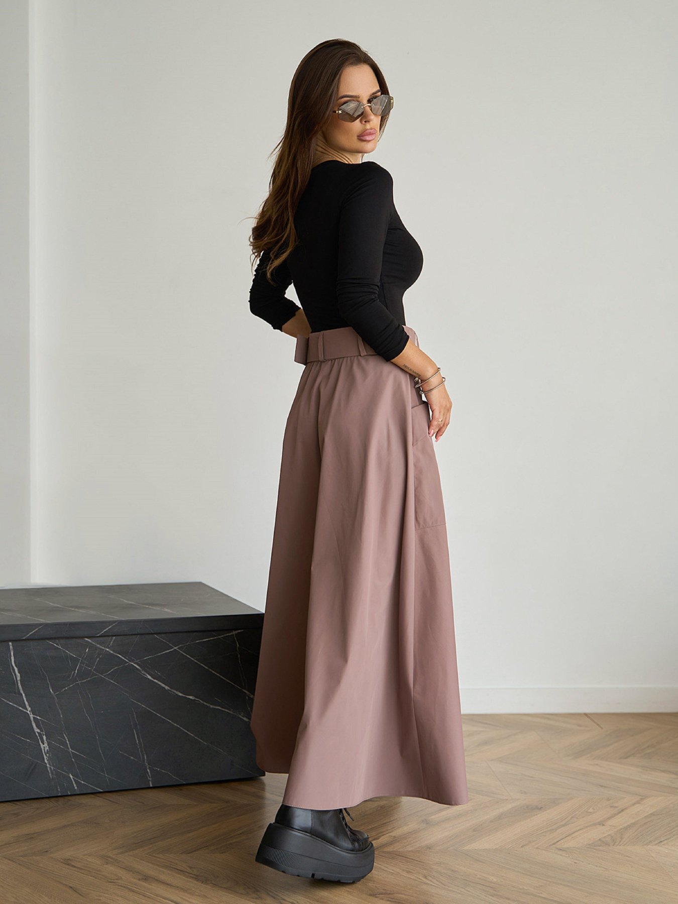 Юбка макси ISSA Plus модель 14836_коричневый Фото