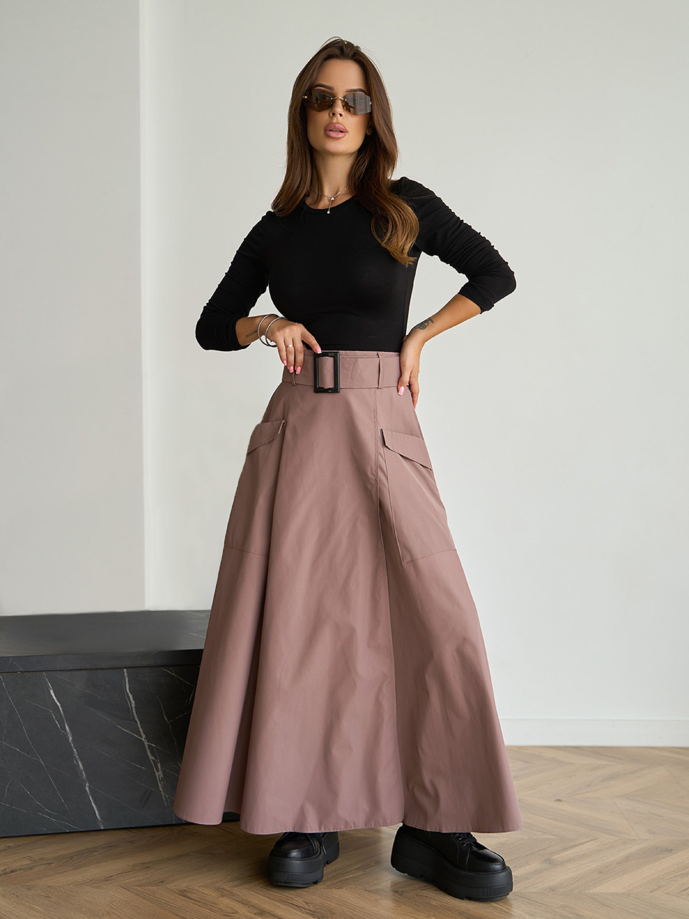 Спідниця максі ISSA Plus модель 14836_коричневый Фото