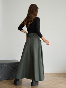 Юбка макси ISSA Plus модель 14836_хаки Фото