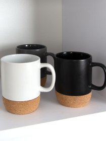 Кружка с пробковой подставкой черная MBM MY HOME модель KP-14 BLACK Фото