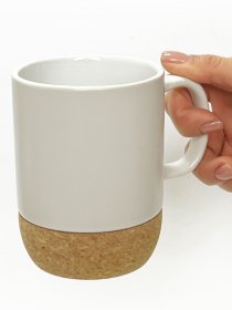 Кружка с пробковой подставкой белая MBM MY HOME модель KP-14 WHITE Фото