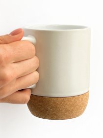 Кружка с пробковой подставкой белая MBM MY HOME модель KP-14 WHITE Фото