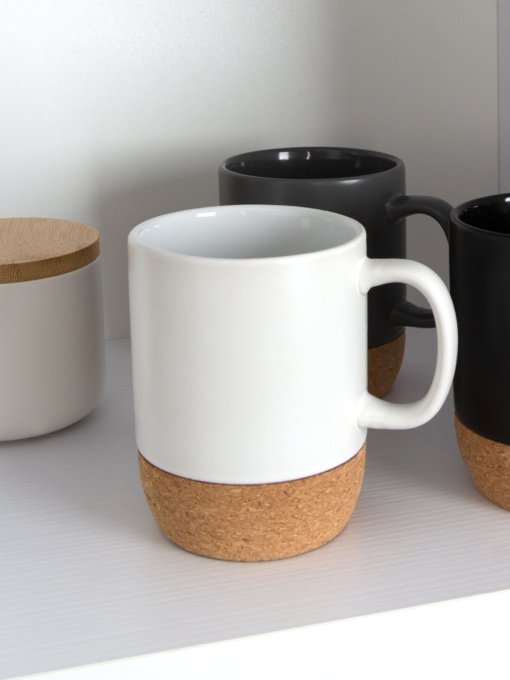 Чашка з корковою підставкою біла MBM MY HOME модель KP-14 WHITE Фото