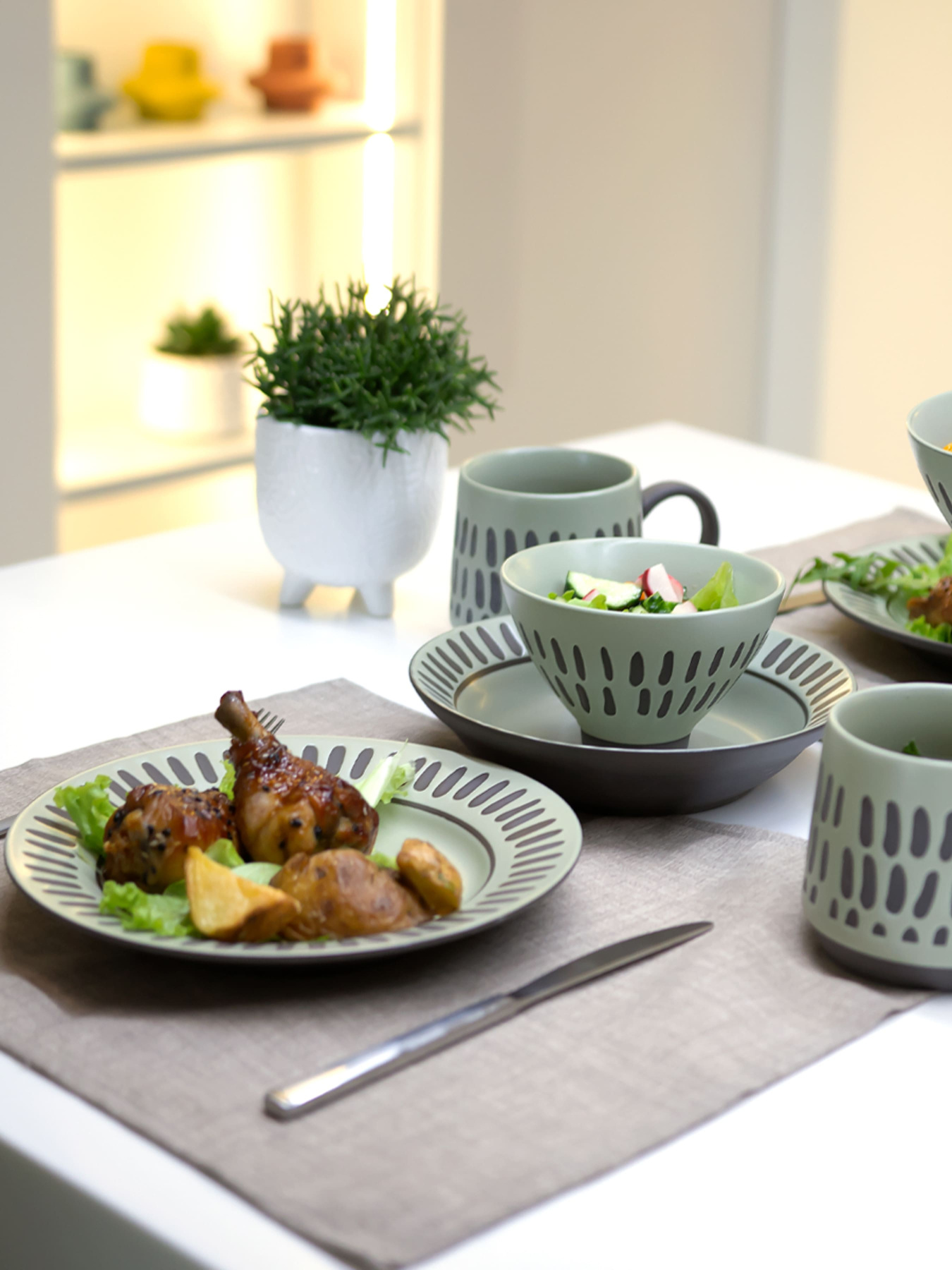 Тарілка обідня ручної роботи "Зелене диво" MBM MY HOME Модель KP-40 OLIVE Фото