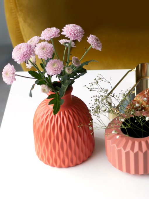 Ваза для квітів пластикова коралова MBM MY HOME Модель DH-FLOWERS-09 CORAL Фото