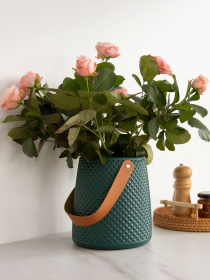 Ваза для квітів з ручкою пластикова аквамаринова MBM HOME модель DH-FLOWERS-10 MARINE BLUE Фото