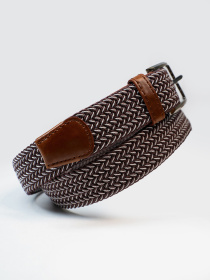 Ремень ISSA Plus модель R1-134_коричневый_белый Фото