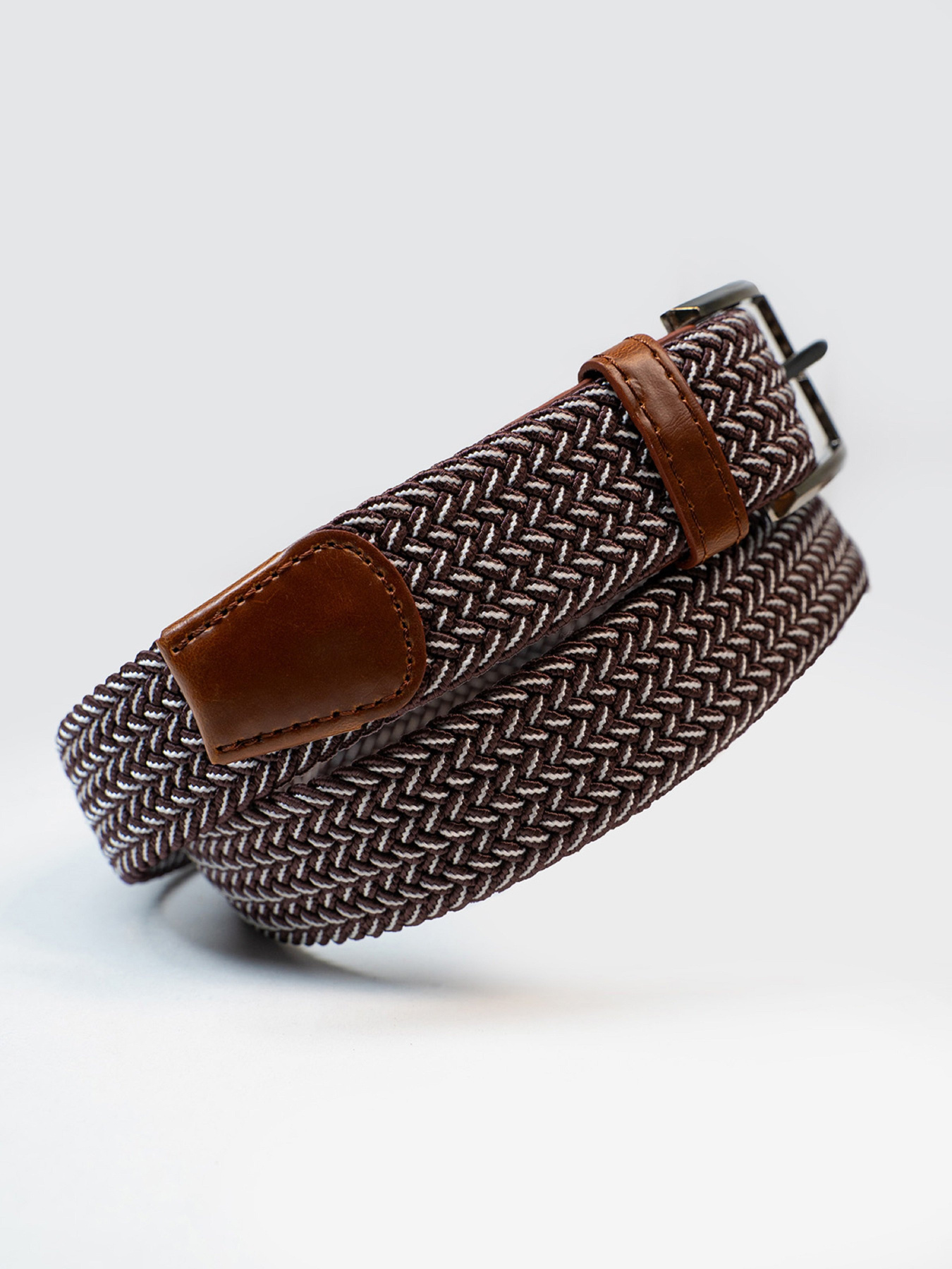 Ремінь ISSA Plus модель R1-134_коричневый_белый Фото