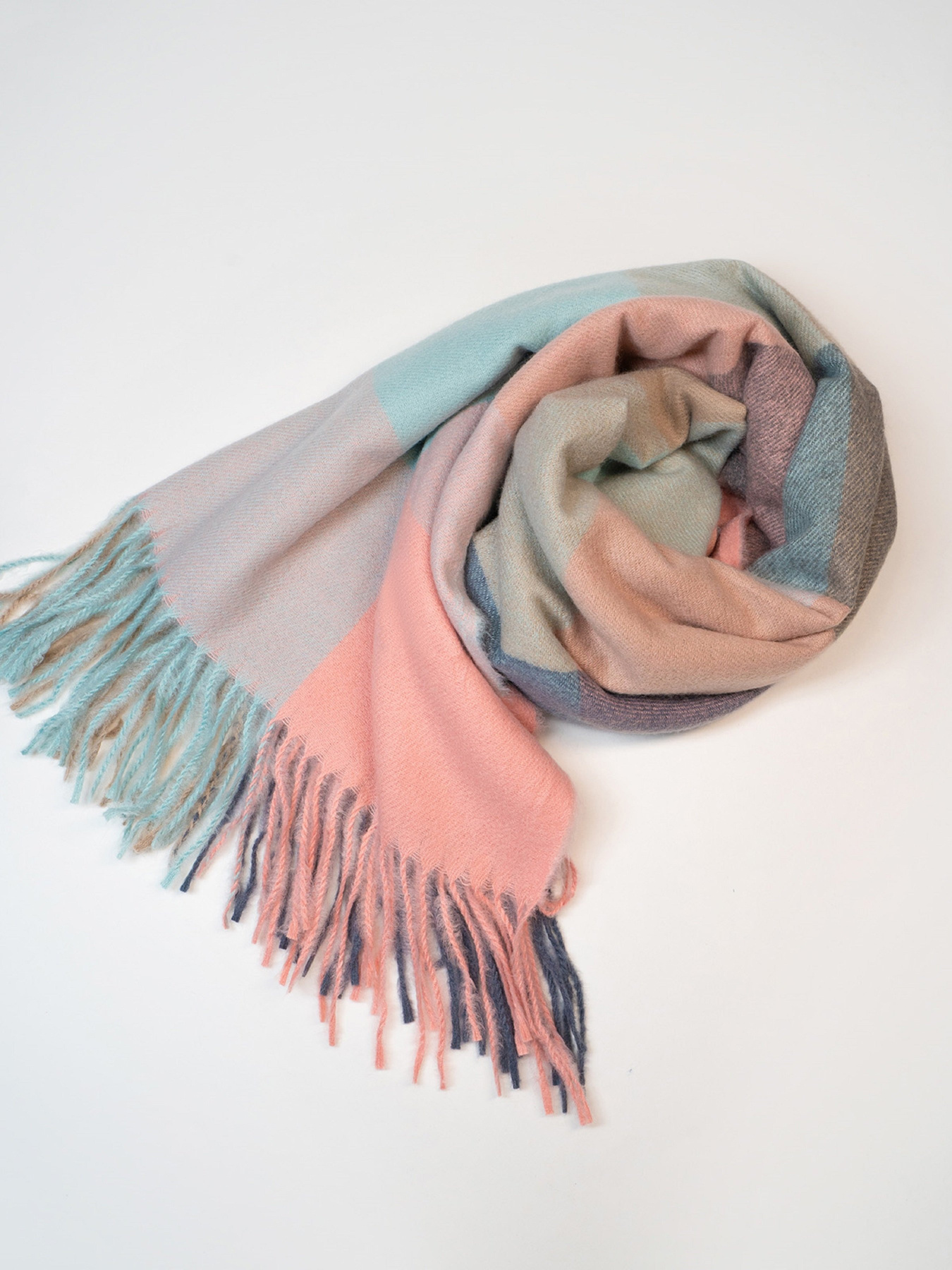 Шарф ISSA Plus модель SH-23_серый_персиковый Фото