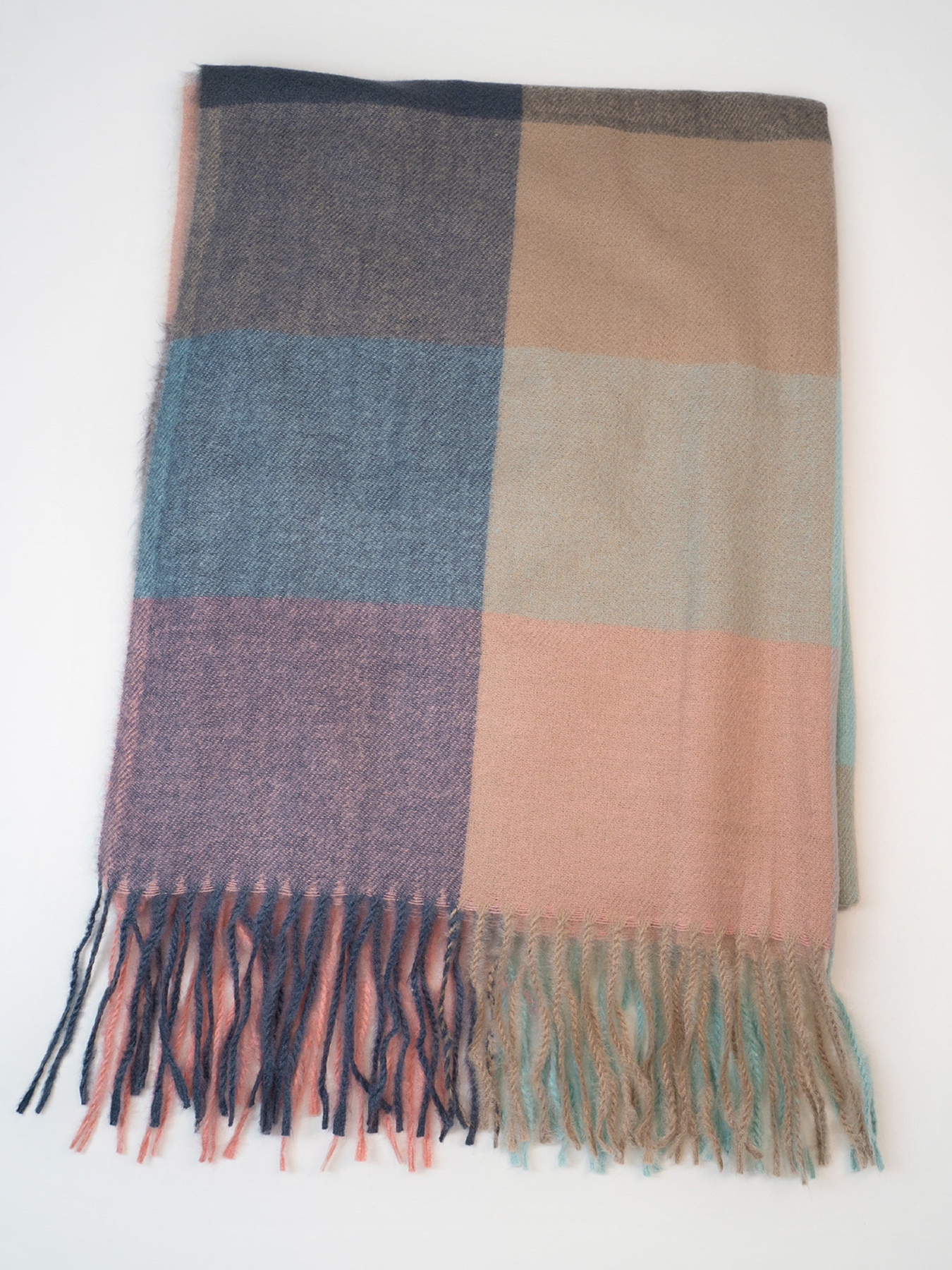 Шарф ISSA Plus модель SH-23_серый_персиковый Фото