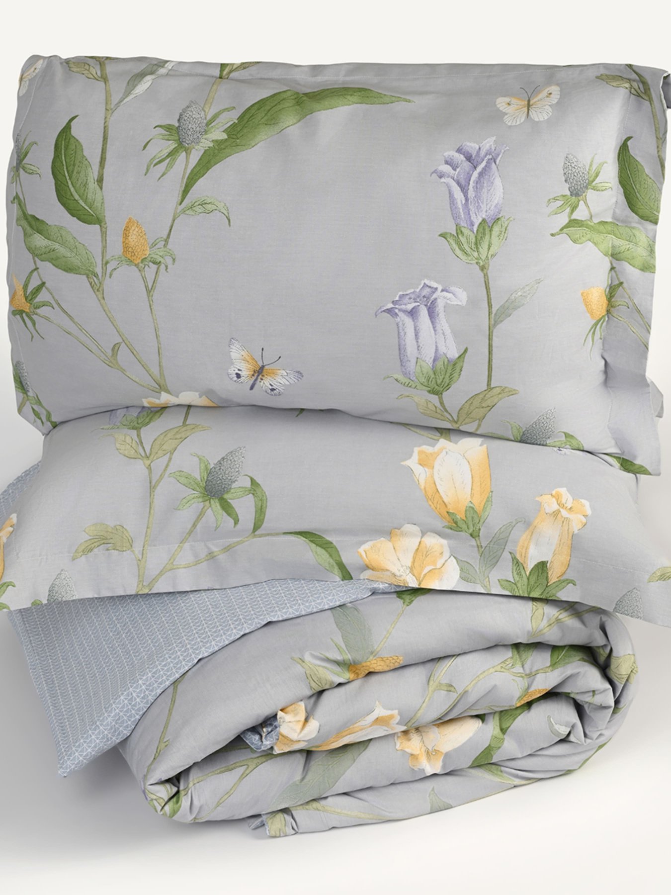 Наволочка "Пісня квітів" з натурального сатину MBM MY HOME модель BL-P-05 GRAY/PRINT Фото